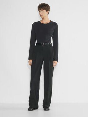 Aritzia Babaton Pleated Pant ReSential Wide Leg Trousers 10 Women NWOT High Rise